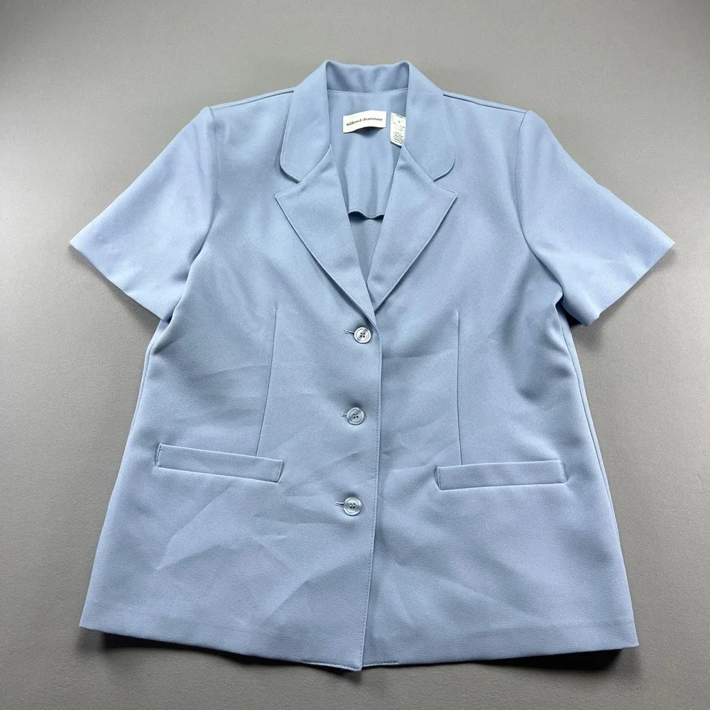 Alfred Dunner 2 Piece Pant Suit Set Women 12 Blue Notch Lapel Formal Office Wear